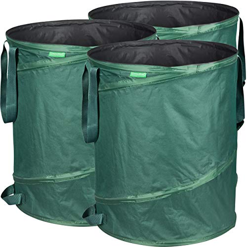 GardenMate 3x Pop-up Gartensack 160l - Selbstaufstellend aus robustem Polyester Oxford 600D Gewebe von GardenMate