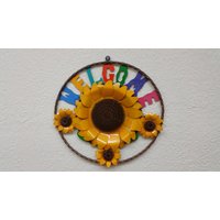 Willkommensschilder. Metall-Willkommensschild. Rustikale Willkommensschild. Bunte Hübsche Willkommen Zeichen.garden Décor.front Türkranz von GardenMetalDecor