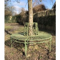 Rustikale, Runde Baumbank Aus Grünem Metall Im Antiqua-stil - Zerlegbare Gartensitzbank Für Die Landschaftsgestaltung Freien, Geschenk Ihn, Sie von GardenOfTheOldWorld