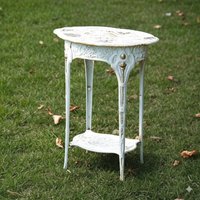 Rustikaler Ovaler Gartentisch Aus Metall - Antiqua-stil Shabby Chic Beistellmöbel in Weiß, Geschenk Für Ihn, Sie von GardenOfTheOldWorld