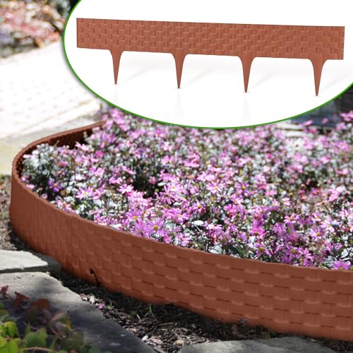 GardenPlast® RattanPalisade - Rasenkante Gartenpalisade Palisade Beetumrandung RattanOptik - 2,4m, Terrakotta von GardenPlast