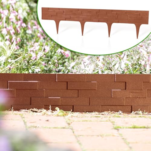 GardenPlast® StonePalisade - Rasenkante Gartenpalisade Palisade Beetumrandung SteinOptik - 7,9m, Terrakotta von GardenPlast