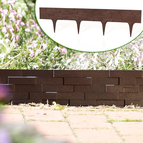 GardenPlast® StonePalisade - Rasenkante Gartenpalisade Palisade Beetumrandung SteinOptik - 3,95m, Braun von GardenPlast