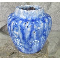 Vintage Blaue Raku Keramik Vase von GardenSpring