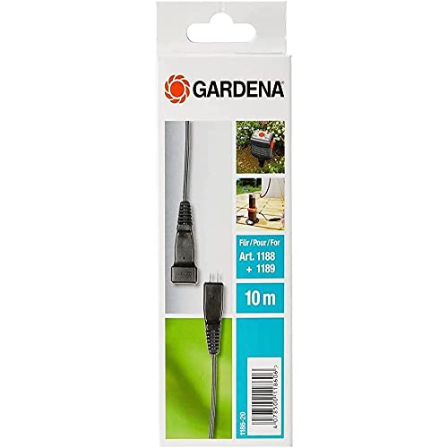 Gardena Verlängerungskabel (10 m): Für Gardena Regensensor und Gardena Bodenfeuchtesensor, Anschlusskabel mit Click System, verlängerbar auf bis zu 105 m, ober oder unterirdisch (1186-20), Schwarz von Gardena