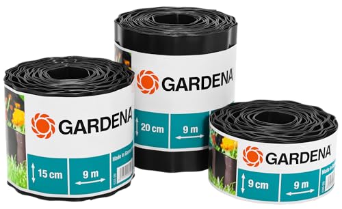 Gardena Beeteinfassung 9 cm hoch: Ideale Beet-Eingrenzung, auch für Rasenkanten, 9 m, gegen Wurzelausbreitung, Kunststoff, braun (530-20) von Gardena