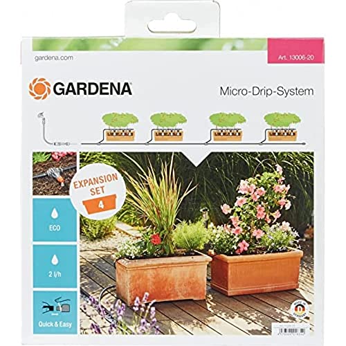 Gardena Erweiterungsset Pflanztröge: Das Balkon-Bewässerungssystem erweitert Ihre Micro-Drip-Start Sets Pflanztöpfe M um 4 Pflanztröge (13006-20) von Gardena