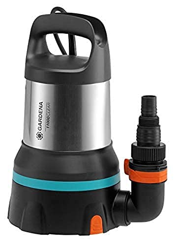 GARDENA Klarwasser-Tauchpume 11000 aquasensor Set; Flachabsaugung bis 1mm, Schnellkupplungssystem, 450W; enthält Klarwasser-Tauchpume 11000 aquasensor und Flachschlauch-Set 38 mm (1 ½ Zoll) von Gardena