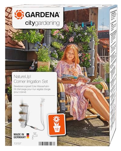Gardena NatureUp! Bewässerungsset Ecke Wasserhahn: Bewässerungssystem für bis zu 12 Pflanzen, unsichtbare Bewässerung, Anschlussmöglichkeit für Bewässerungscomputer (13157-20) von Gardena