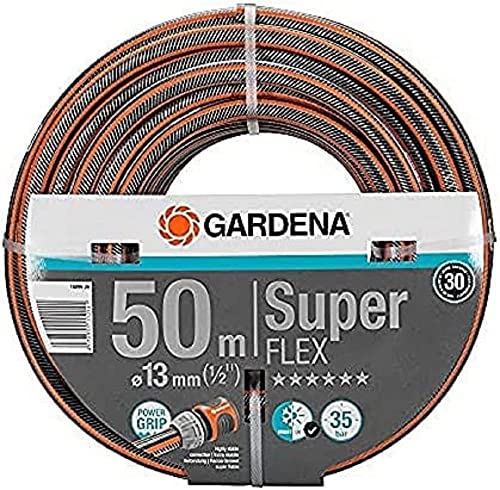 GARDENA PremiumFLEX Schlauch 13mm (1/2 Zoll), 50m Set, Berstdruck 35 bar; enthält Premium FLEX Schlauch 13mm (1/2 Zoll), 50m und Schlauchwagen CleverRoll M, Kapazität bis zu 60m von Gardena