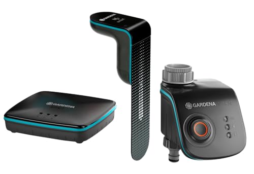 Gardena Smart Sensor Control Set: intelligentes Bewässerungssystem für mehr als 6 Bereiche, einschließlich Smart Water Control/Smart Sensor/Smart Gateway, steuerbar mit Smart App, UK-Stecker (19202-28 von Gardena