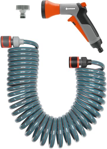 Gardena 4647-20 Spiralschlauch Komplett Set, mit automatischer Schlauchrückstellung, mit Bewässerungsbrause und Hahnverbinder (Schlauchlänge: 10m, Schlauchdurchmesser: 9mm, Set: Ja) Gardena 4647-20 Spiralschlauch Komplett Set, mit automatischer Schlauchrückstellung, mit Bewässerungsbrause und Hahnverbinder (Schlauchlänge: 10m, Schlauchdurchmesser: 9mm, Set: Ja) von Gardena