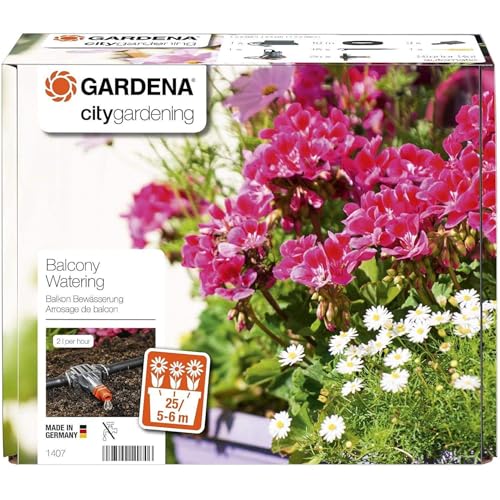 Gardena city gardening Balkon Bewässerung: Vollautomatisches Blumenkastenbewässerungs-Set, für bis zu 6 m Balkonkästen, 13 Programme (1407-20) von Gardena