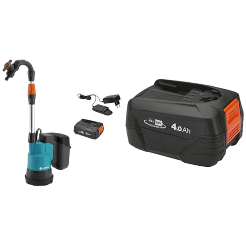 Gardena 14602-20 Akku-Regenfasspumpe 2000/2 18V P4A Ready-To-Use Set, Standard, One Size & System Akku P4A PBA 18V/72: Zubehör für viele Gardena Gartengeräte von Gardena