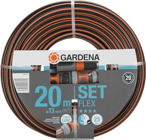 Gardena 18034-20 Schlauch, Schwarz, 20 m mit Systemteile von Gardena