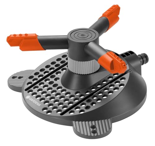 Gardena Classic Kreisregner Samba: Rasensprenger für gleichmäßige Bewässerung durch Präzisions-Düsenköpfe, für Flächen bis max. 250m², mit integriertem Schmutzsieb, max. Sprengbereich 18 m (2060-20), Standard von Gardena