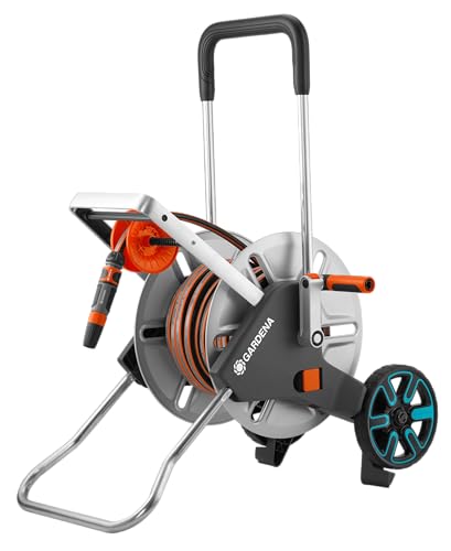 Gardena CleverRoll M Easy Metall Set: Schlauchwagen mit 60 m Kapazität, sehr standfest, stabile Schlauchführung, inkl. 25m Schlauch (18547-20) von Gardena