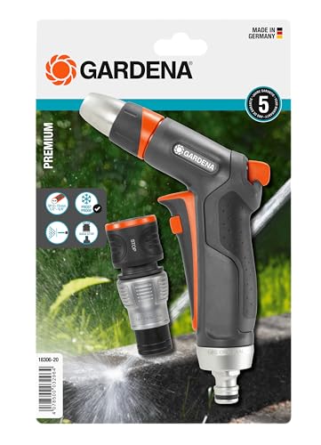 Gardena Premium Reinigungsspritzen-Set: Robuste Reinigungsspritze und Wasserstop-Anschlussstück, praktisches Bewässerungs-Set, Frostschutz (18306-20) von Gardena