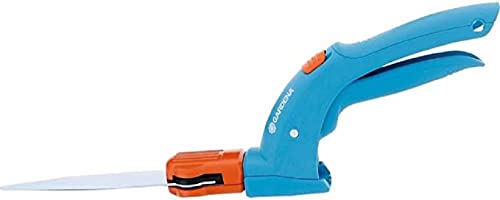 Gardena Classic Grasschere, drehbar: Mechanische Rasenkantenschere mit geradem Schliff, 360° drehbare Schneide, ergonomischer Griff, für Links- und Rechtshänder geeignet (8731-30) Blau, Orange von Gardena