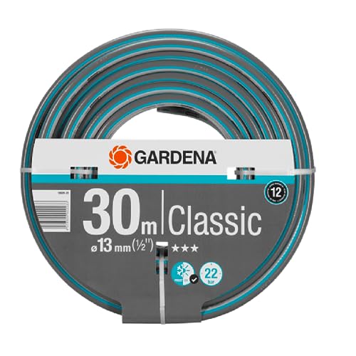 Gardena Classic Schlauch 13 mm (1/2 Zoll), 30 m: Universeller Gartenschlauch aus robustem Kreuzgewebe, 22 bar Berstdruck, druck- und UV-beständig (18009-20), 30m ohne Systemteile von Gardena