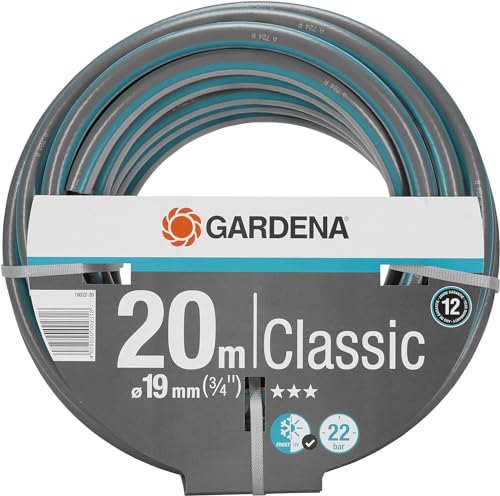 Gardena Classic Schlauch 19 mm (3/4 Zoll), 20 m: Universeller Gartenschlauch aus robustem Kreuzgewebe, 22 bar Berstdruck, UV-beständig, ohne Systemteile, 12 Jahre Garantie (18022-20) von Gardena