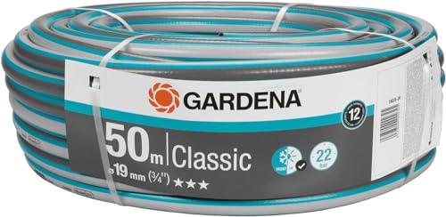Gardena Classic Schlauch 19 mm (3/4 Zoll), 50 m: Universeller Gartenschlauch aus robustem Kreuzgewebe, 22 bar Berstdruck, UV-beständig, ohne Systemteile, 12 Jahre Garantie, verpackt (18025-20) von Gardena