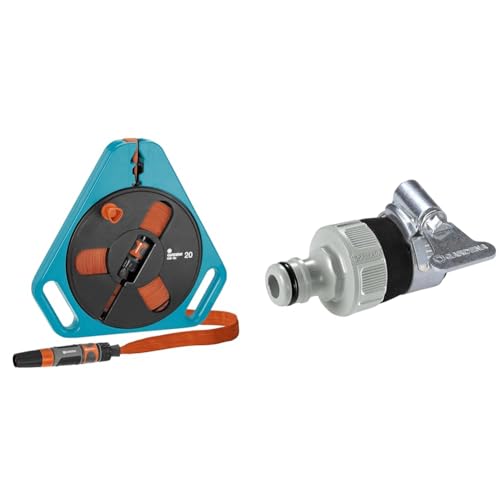 Gardena Classic roll-fix Flachschlauch 20 mit Kassette: Platzsparende Schlauchkassette & Wasserdieb: Universal Wasserhahn-Adapter zum Anschluss des Gardena Gartenschlauchs an einen Wasserhahn Gardena Classic roll-fix Flachschlauch 20 mit Kassette: Platzsparende Schlauchkassette & Wasserdieb: Universal Wasserhahn-Adapter zum Anschluss des Gardena Gartenschlauchs an einen Wasserhahn von Gardena