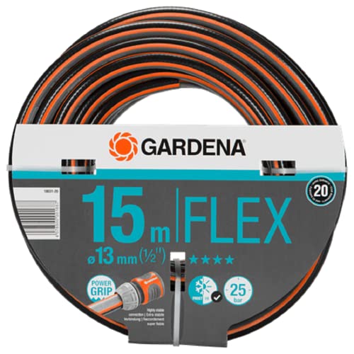 Gardena Comfort FLEX Schlauch 13 mm (1/2 Zoll), 15 m: Formstabiler, flexibler Gartenschlauch mit Power-Grip-Profil, aus hochwertigem Spiralgewebe, 25 bar Berstdruck, ohne Systemteile (18031-20) von Gardena