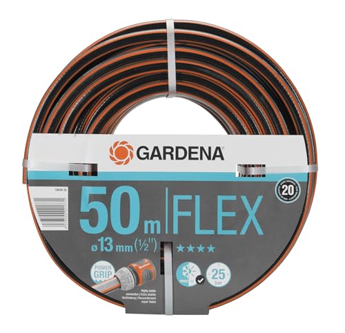 Gardena Comfort FLEX Schlauch 13 mm (1/2 Zoll), 50 m: Formstabiler, flexibler Gartenschlauch mit Power-Grip-Profil, aus hochwertigem Spiralgewebe, 25 bar Berstdruck, ohne Systemteile (18039-20) von Gardena