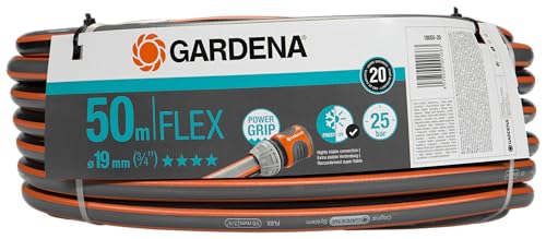 Gardena Comfort FLEX Schlauch 19 mm (3/4 Zoll), 50 m: Formstabiler, flexibler Gartenschlauch mit Power-Grip-Profil, aus hochwertigem Spiralgewebe, 25 bar Berstdruck, ohne Systemteile (18055-20) von Gardena