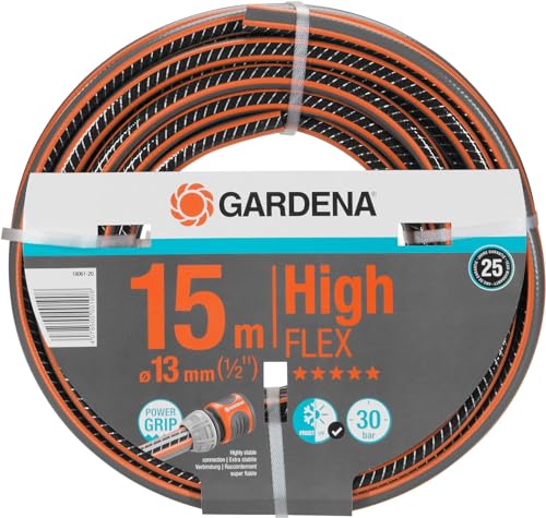Gardena Comfort HighFLEX Schlauch 13 mm (1/2 Zoll), 15 m: Gartenschlauch mit Power-Grip-Profil, 30 bar Berstdruck, formstabil, UV-beständig (18061-20), 15m von Gardena