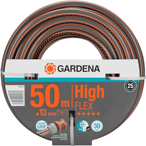Gardena Comfort HighFLEX Schlauch 13 mm (1/2 Zoll), 50 m: Gartenschlauch mit Power-Grip-Profil, 30 bar Berstdruck, formstabil, UV-beständig, verpackt (18069-20) von Gardena