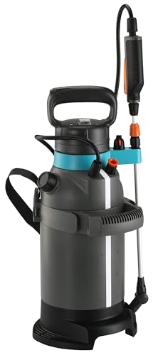 Gardena Drucksprüher 5 l EasyPump: Akku-Drucksprühgerät mit integrierter Trittfläche, Teleskop-Lanze inkl. Verriegelungsfunktion, Schultergurt und Düsenschutz (11136-20) von Gardena