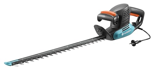 Gardena Elektro-Heckenschere EasyCut 500/55: Elektrische Heckenschere mit 500 W Motorleistung, 55 cm Messerlänge, 18 mm Messeröffnung, ergonomischer Griff und Anschlagschutz (9832-20) von Gardena