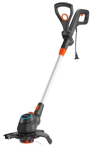 Gardena Elektro-Trimmer ComfortCut 550/28: Rasentrimmer mit verstellbarem Griff, abwinkelbarem sowie schwenkbarem Trimmerkopf und ausklappbarem Pfalnzenschutzbügel, 280 mm Schnittkreis (9872-20) von Gardena