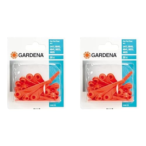 Gardena Ersatzmesser RotorCut: Ersatzmesser für Rasentrimmer und Akkutrimmer, Kunststoff-Messer, leicht auswechselbar, 20 Stück (5368-20) (Packung mit 2) von Gardena