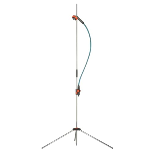 Gardena Gartendusche trio: Dusche mit 2 Strahlarten (Brausestrahl/Sprühnebel), Wassermenge regulierbar, abnehmbarer Brausekopf mit 1,3 m Verbindungsschlauch, Dreibein-Stativ, Höhenverstellung (960-20) von Gardena