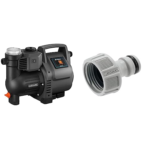 Gardena Hauswasserautomat 3500/4E & Hahnverbinder 26,5 mm (G 3/4 Zoll): Adapter für den Anschluss eines Wasserschlauchs, Anti-Splash-Technologie, frostsicher, Original System, lose Verpackung von Gardena