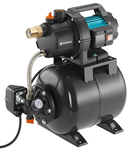 Gardena Hauswasserwerk 3700/4: Pumpe zur Hauswasserversorgung mit 19l Tank, EPDM Membrane und Messing Gewindeeinsätzen, Fördermenge 3.700 l/h, 800 W Motor (09023-20) von Gardena