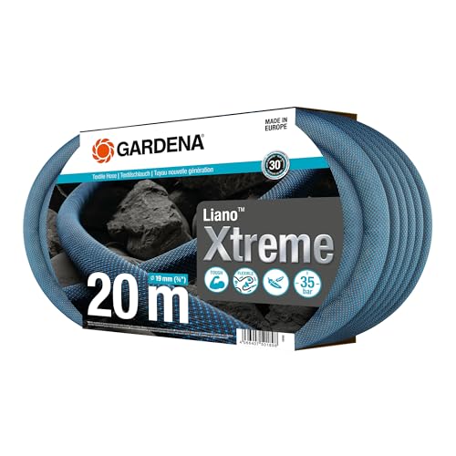 Gardena Liano Xtreme 3/4 Zoll, 20m Set: Extrem robuster Gartenschlauch aus Textilgewebe, mit PVC-Innenschlauch, leichtgewichtig, wetterbeständig (18480-20) von Gardena