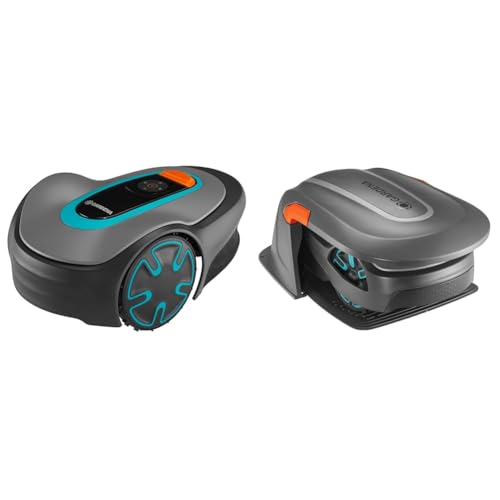 Gardena Mähroboter SILENO minimo 350 m² exklusiv für Amazon & Original Garage für Mähroboter: Garage für Rasenmäher, optimaler Sonnen- und Regenschutz für Rasenroboter und Ladestation (15020-20) von Gardena
