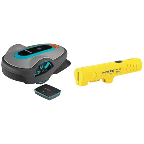 Gardena Mähroboter smart SILENO City 600 m² Set & JOKARI T30140 Entmanteler Strip No. 14 (für PVC Kabel mit ø 44299 mm, zum Abisolieren in Gerätedosen, inkl. Klinge für Längsschnitt) 460230 von Gardena
