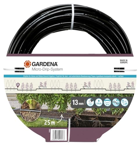 Gardena Micro-Drip-System Tropfrohr 1,6 l/h, ober- und unterirdische Verlegung (25 m): Erweiterungsrohr für das wassersparende Bewässerungssystem, einfache & flexible Verbindungstechnik (13503-20) von Gardena