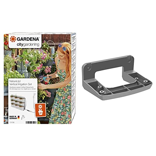 Gardena NatureUp! Bewässerungsset Vertikal Wasserhahn: Bewässerungssystem für bis zu 27 Pflanzen & NatureUp! Wandhalterung Vertikal: Wandaufhängung für 3 Pflanzbehälter des vertikalen Gartensystems von Gardena