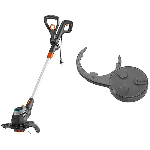 Gardena PowerCut 650/28 Elektro-Trimmer: Rasentrimmer mit 280 mm Schnittkreis & Radsatz für Trimmer: Räder für Rasentrimmer, einfaches Einsetzen von Gardena