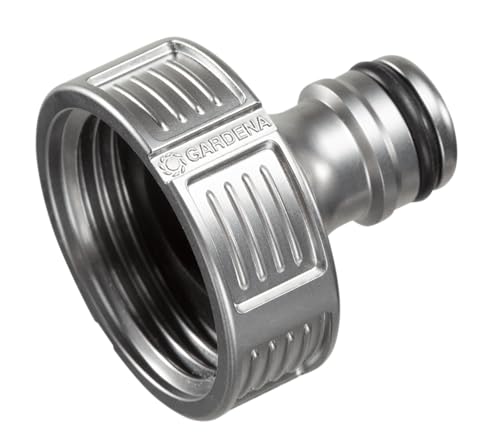 Gardena Premium Hahnverbinder 33,3 mm (G 1 Zoll): Adapter für Wasserhähne, wertiges Metall, spritzfreier Wasserfluss, frostsicher, verpackt (18242-20) von Gardena