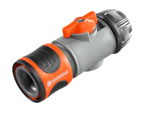 Gardena Regulierstop: Anschlussteil zum Wechsel der Anschlussgeräte, insbesondere bei hohem Wasserdruck, Regulierung und Absperrung des Wasserdurchflusses, Einsatz am Schlauchende, verpackt (2942-20) von Gardena