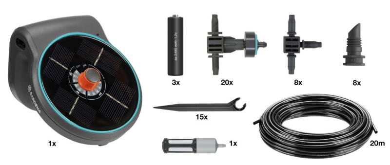 Gardena Solar-Bewässerung AquaBloom Set für bis zu 20 Pflanzen von Gardena