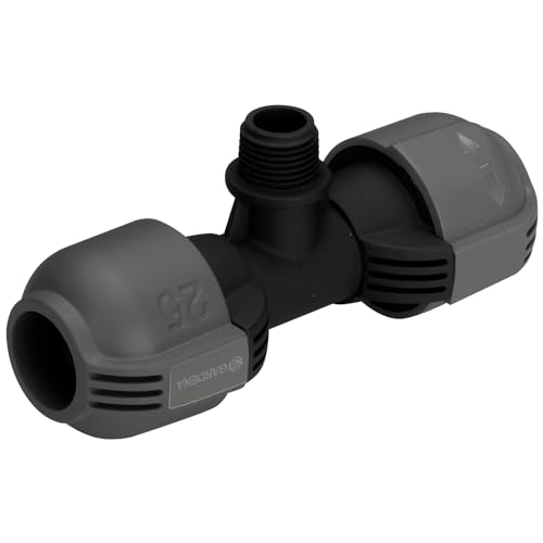 Gardena Sprinklersystem T-Stück für Außengewinde: Verbindungsstück für Anschluss im Rohrverlauf von Versenkregner, 25 mm x 1/2 Zoll- Außengewinde, Quick&Easy Verbindungstechnik (2786-20) von Gardena