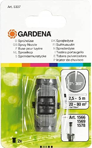 Gardena Sprühdüse 5-360°: Ersatz-Sprühkopf für Versenkregner und Sprinklersysteme, verstellbarer Wasserdurchfluss, Wurfweite 2,5-5 m (5337-20) von Gardena